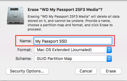 Format wd my passport for mac high sierra